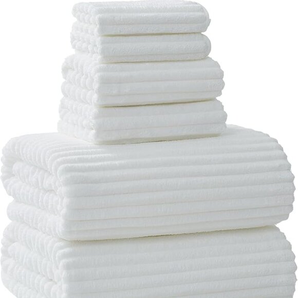 NALIVO 6-Piece Towel Set | NWT | Oversized Bath Sheets | Classic White - Picture 4 of 5
